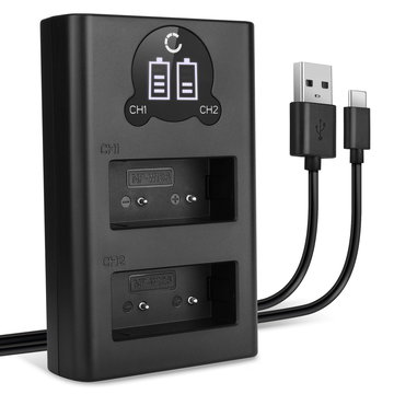 USB Doppelladegerät BC-W126 für NP-W126S NP-W126 - Dual Ladegerät für FujiFilm X-T3 X-T30 X-T20 X-T2 X-T100 X-T10 X-T1 X-Pro3 X-Pro2 X-E3 Kamera Akkus, Ladekabel Netzteil