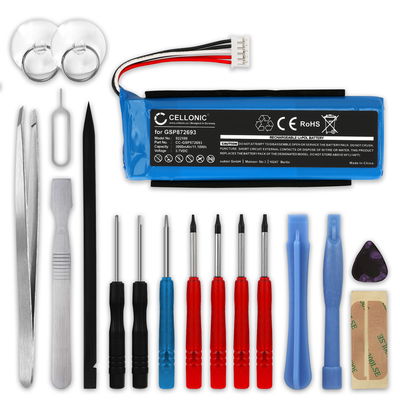 1x Akku für JBL Flip 3 GSP872693 02 (3000mAh, 3.7V) + Werkzeug-Set von CELLONIC