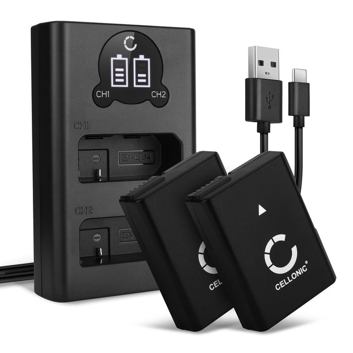 2x Nikon D3500 Batterie + Chargeur Double 1050mAh de CELLONIC