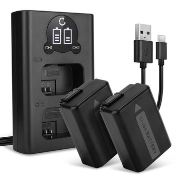 2x Batteria per Sony Alpha A7 II A7S A7R II, Alpha A6000 A6100 A6300 A6500, RX10 (I II III IV), A55, NEX-5 - NP-FW50 1030mAh + Caricabatteria doppio BC-VW1 Ricambio per Sony Alpha 6000 Sony Alpha 7 Sony Alpha 6400 e altri modelli