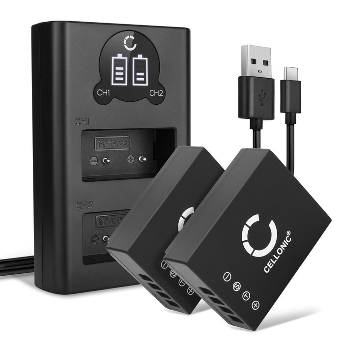 2x Fuji BC-W126 Batterie + Chargeur Double 1140mAh de CELLONIC