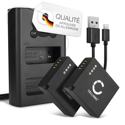 2x Batterie BP-DC15 BP-DC15-E BP-DC15-TK BP-DC15-U 730mAh + Chargeur Double BC-DC15 BC-DC15-E pour Leica D-LUX Typ 109, Leica D-LUX 7