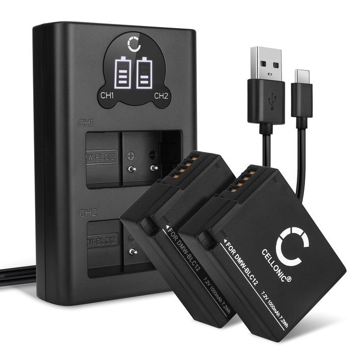 2x Panasonic DE-A80 Batterie + Chargeur Double 1000mAh de CELLONIC