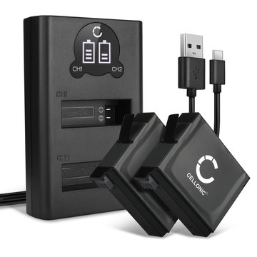 2x Batterie AHDBT-401 335-06532-000 1160mAh + Chargeur Double pour GoPro Hero 4 Hero 4 Black Hero 4 Plus Hero 4 Silver