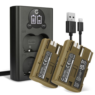 2x Batterie BP-511 BP-508 1600mAh + Chargeur Double CB-5L pour Canon EOS 5D 50D 40D 30D 300D 300V 20D 10D PowerShot G5 G3 G2 G1 Pro1 MV600 FV100 ZR85 Optura 20