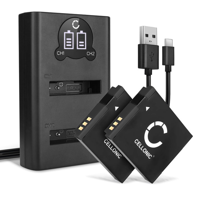 2x Canon PowerShot SX530 HS Batterie + Chargeur Double 1000mAh de CELLONIC