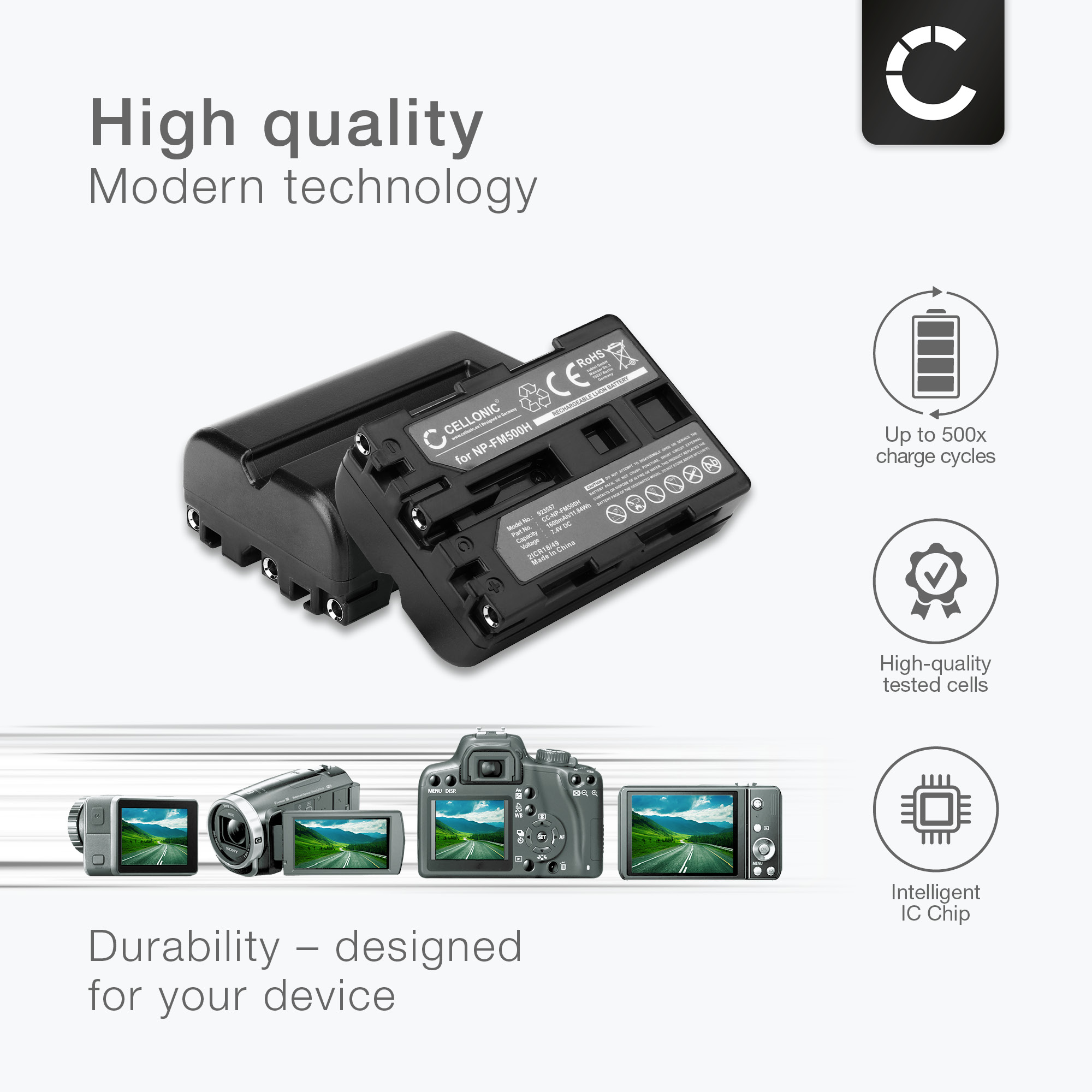 DSTE NP-FM500H Rechargeable Li-ion Battery + Charger DC01 Compatible