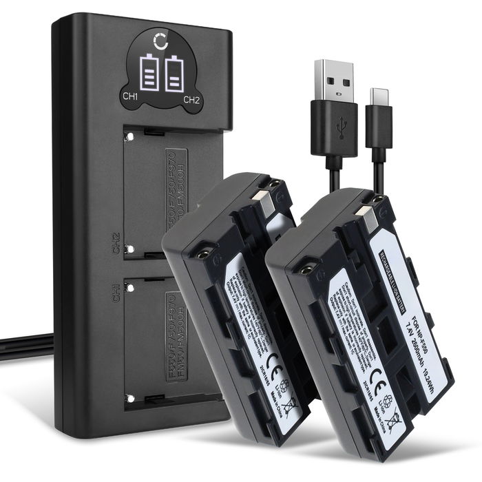 2x Sony DCR-TRV900 Akku + Dual Ladegerät 2600mAh Ersatzakku Batterie von CELLONIC