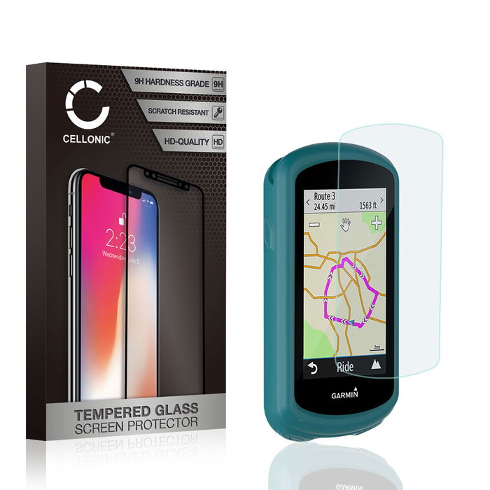 Backcover + Protection d'écran pour Garmin Edge 1030 / Edge 1030 Plus - Silicone, vert Housse Pochette