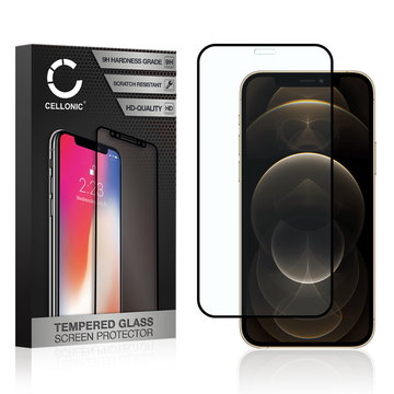 CELLONIC Display Schutzglas kompatibel mit Apple iPhone 12 Pro Max Handyglas - 3D Full Cover 9H 0,33mm Full Glue schwarz - Handy Schutzfolie Displayschutz Glas Folie, Screen Protector Glass