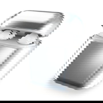 Chromfarbene Hülle für AirPods 1, AirPods 2 Case / Ladeschale - Schutzhülle in Chrome Design, silber glänzend - Tasche Ladecase Cover Etui Airpodscase