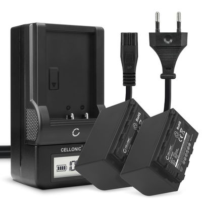 Pack de 2x batteries VW-VBD58 CGA-D54 4400mAh pour appareil photo Panasonic HC-X1000, HC-X1500, HC-MDH3, AG-AC8, HC-X2000 - Avec chargeur AG-BRD50 et câble d'alimentation