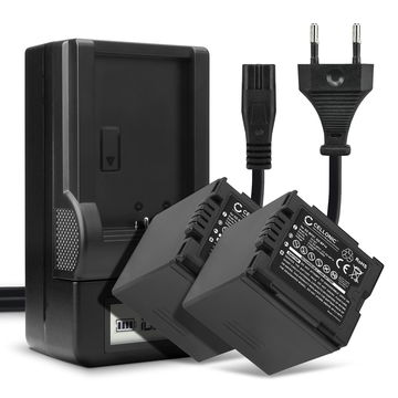 2x Ersatz Akku CGR-DU14 CGR-DU12 CGA-DU12 + Ladegerät für Panasonic NV-GS27 -GS17 -GS400 -GS180 -GS75 -GS500 -GS320 -GS60 VDR-D150 -D100 -D160 SDR-H20 -H280 PV-GS39 -GS150 Kamera - 2100mAh Ersatzakku Batterie, Ladekabel, Akkuladegerät