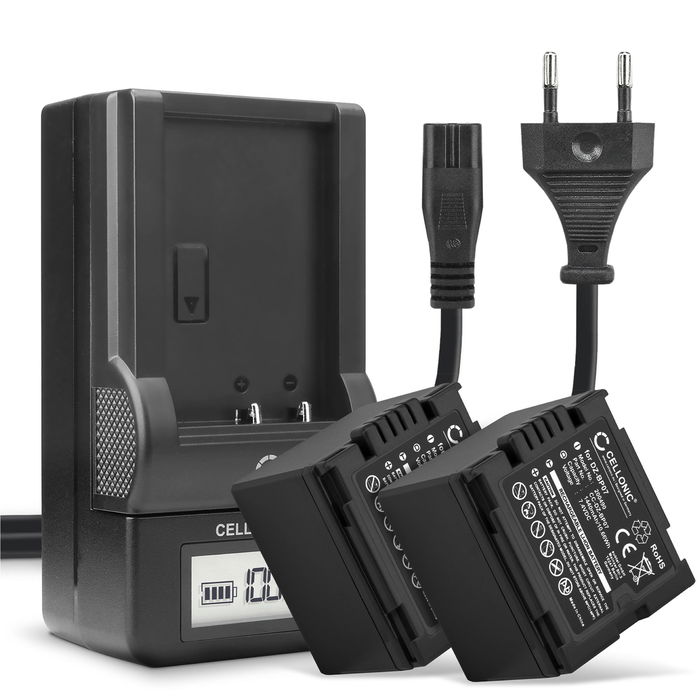 Pack de 2x batteries CGA-DU14 1440mAh pour appareil photo Panasonic NV-GS27 GS320 GS500 GS400 GS180 GS60 - Avec chargeur CGA-DU06,CGA-DU07,CGA-DU12 et câble d'alimentation