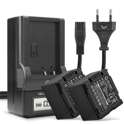 Pack de 2x batteries CGA-DU14 1440mAh pour appareil photo Panasonic NV-GS27 GS320 GS500 GS400 GS180 GS60 - Avec chargeur CGA-DU06,CGA-DU07,CGA-DU12 et câble d'alimentation