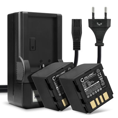 2x Batteria per JVC GZ-D240, GZ-D270, GZ-DF420, GR-D240, GR-D270, GR-D290, GR-DF420, GR-X5 - BN-VF714 1500mAh + Caricabatteria di Ricambio sostituzione scorta