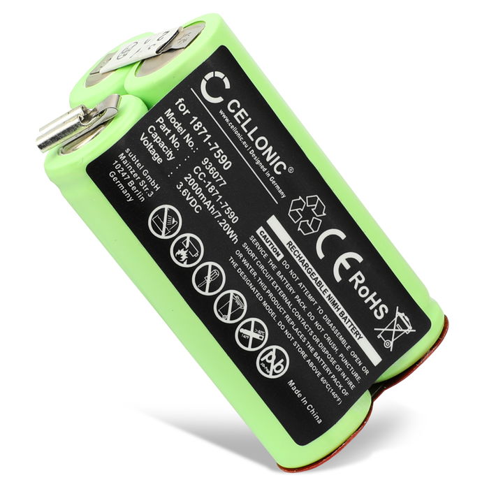 Battery for Moser ChromStyle Pro (NiMh Version) - 1871-7590 (2000mAh) Replacement battery