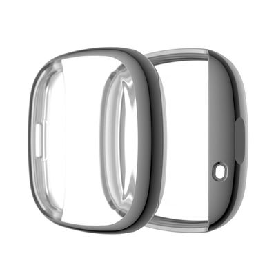 Protezione subtel TPU per FitBit Versa 3 / Sense custodia integrale assorbi-urti per smartwatch, guscio grigio cover protettiva per dispaly