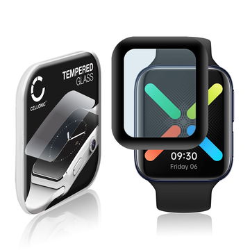 Vetrino protettivo 9H CELLONIC per Oppo Watch - 46mm, (3D Full Cover Screen protector 0,33mm per smartwacht, braccialetto fitness Full Glue), colore nero, pellicola salva-schermo di orologio smartwatch