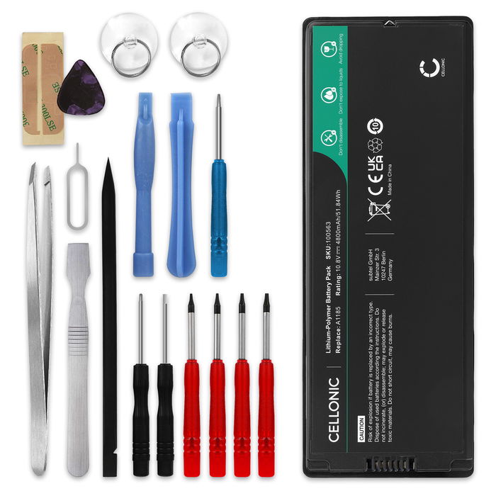 Batterie pour Apple MacBook 13 - A1181 (2006, 2007, 2009), A1185 10.8V 4800mAh + kit d'outils de subtel