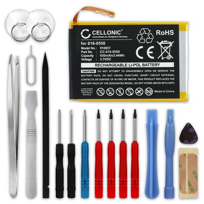 Batterie 616-0550, 616-0551, 616-0552 930mAh pour Apple iPod Touch 4 Generation (A1367) - + kit d'outils
