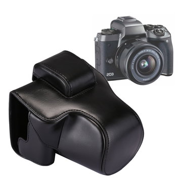 Kamera Tasche für Canon EOS M5 Kamerahülle Kunstleder - Ledertasche Gehäuse Schutz Hülle Schutzhülle Hardcase - Camera Case Leather Skin Cover, schwarz