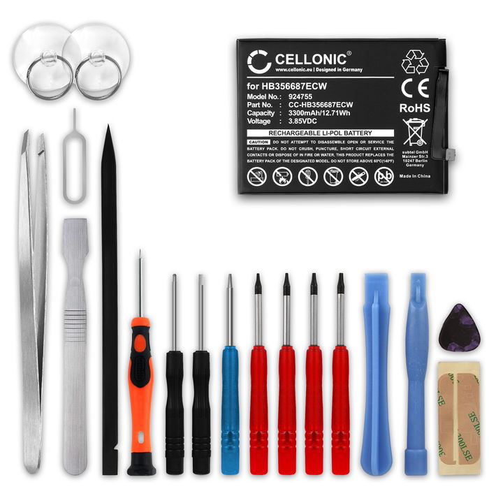 Huawei Mate 10 Lite Akku + Werkzeug-Set 3300mAh Ersatzakku Batterie von CELLONIC
