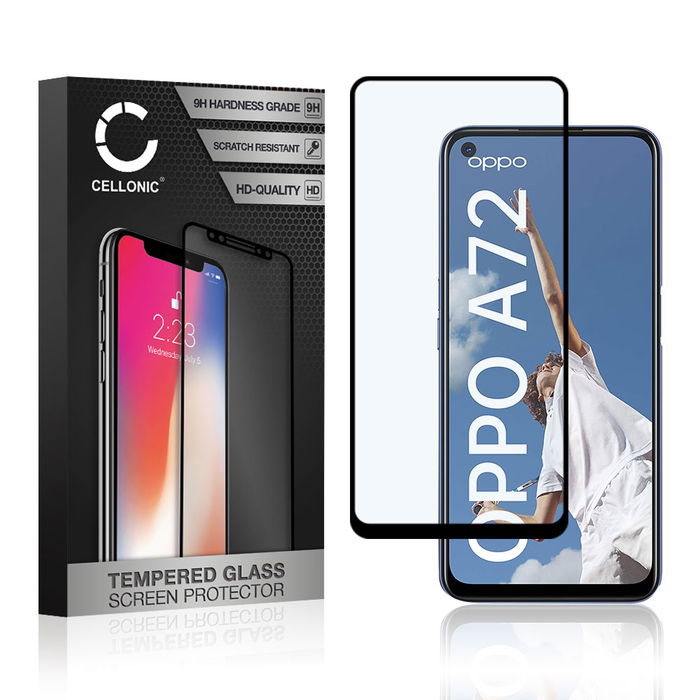 Vetro temperato CELLONIC per Oppo A72, screen protector (3D Full Cover 9H 0,33mm Full Glue) nero Pellicola salva schermo per telefono cellulare smartphone