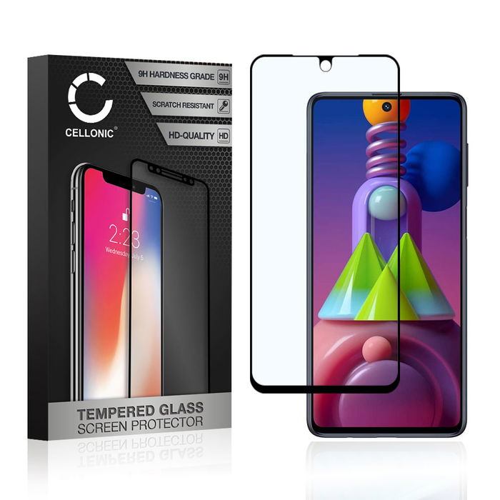 Vetro temperato CELLONIC per Samsung Galaxy M51 (SM-515), screen protector (3D Full Cover 9H 0,33mm Full Glue) nero Pellicola salva schermo per telefono cellulare smartphone