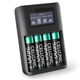 4x Battery (2600mAh, 1.2V) + Charger