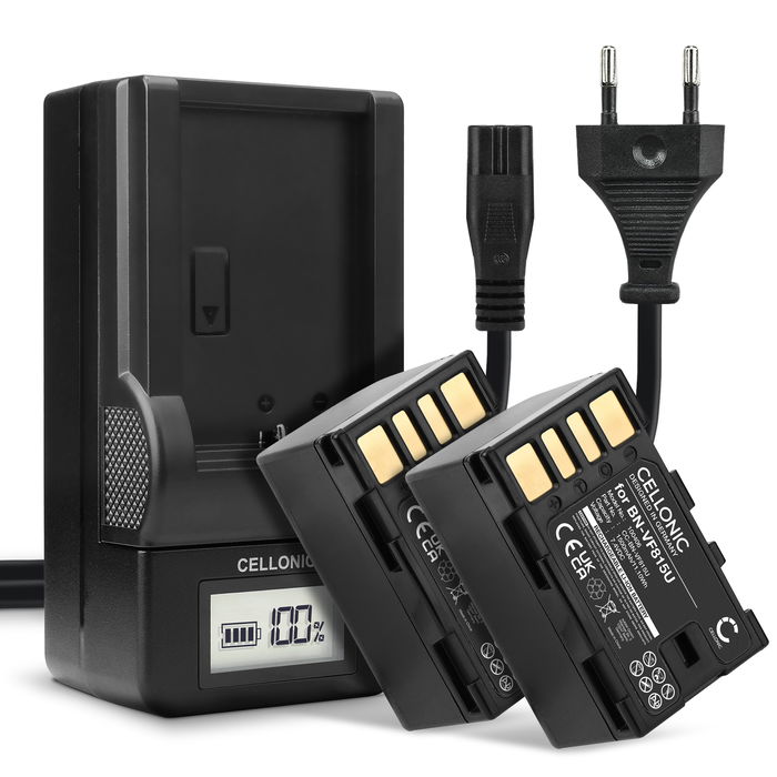 2x JVC GR-DA30 Batteria da 1500mAh marcata CELLONIC + Caricabatteria