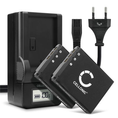 2x Ersatz Akku NP-FR1 + Ladegerät für Sony DSC-F88 DSC-G1 DSC-P100 DSC-P120 DSC-P150 DSC-P200 DSC-T30 DSC-T50 DSC-V3 Kamera - 1000mAh Ersatzakku Batterie, Ladekabel, Akkuladegerät