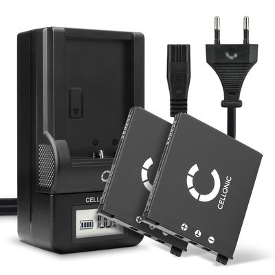 2x Ersatz Akku NP-60 + Ladegerät BC-60L für Casio Exilim EX-S10, -S12, EX-Z80, -Z85, EX-Z90, EX-FS10, EX-Z19, EX-Z20 Kamera - 720mAh Ersatzakku Batterie, Ladekabel, Akkuladegerät