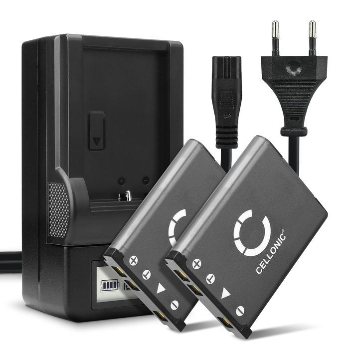 2x Batteria NP-45 / PR-45 per fotocamera Praktica Luxmedia 12-Z4 Luxmedia 16-Z51 20-Z50 Affidabile ricambio da 700mAh, marca CELLONIC + Caricabatteria