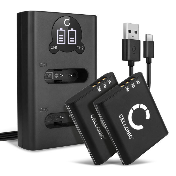 2x Ricoh DB-110 Akku + Dual Ladegerät 1100mAh Ersatzakku Batterie von CELLONIC