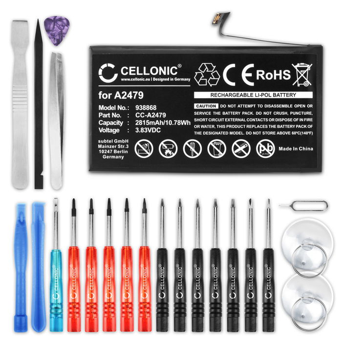 Batteria CELLONIC A2479 per Apple iPhone 12 / iPhone 12 Pro Ricambio affidabile da 2815mAh + Set di strumento con giravite TriPoint Y000 per smontare e rimontare il cellulare