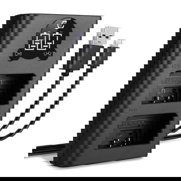 USB-Doppelladegerät (EN-EL25) für Nikon Z fc, Z 50, Z 30 + 1m + USB Kabel von CELLONIC