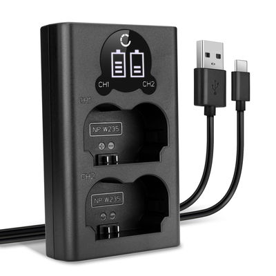 USB Dual Charger (NP-W235) for FujiFilm X-T4 / GFX 50S II / GFX100S / X-H2S + 1m + USB Cable from CELLONIC