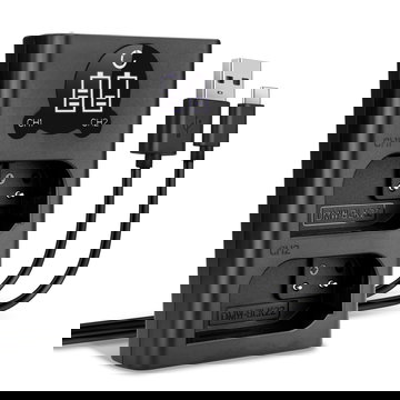 Caricatore USB doppio (DMW-BLK22) per Panasonic Lumix DC-GH5 II DC-GH6 DC-S5 G9 GH5S + 1m + Cavo USB di CELLONIC