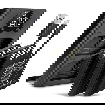 2x CELLONIC® Camera Battery for Panasonic Lumix G9, GH5S, DC-S5, DC-S5K, DC-GH5 II, DMW-BLK22, DMW-BTC15 Replacement DMW-BLK22 Battery 2250mAh Backup + Dual Charger DMW-BTC15