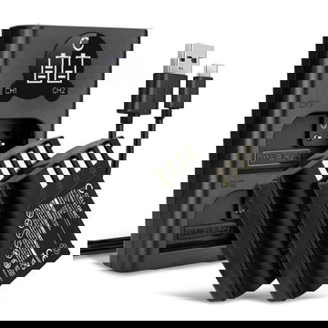 2x Batterie DMW-BLK22 1600mAh + Chargeur Double DMW-BTC15 pour Panasonic Lumix DC-GH5 II DC-GH6 DC-S5 G9 GH5 GH5S