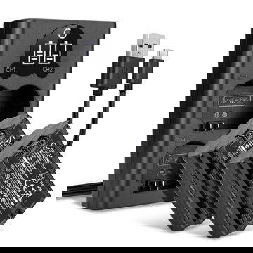 2x Batteria NP W235 per fotocamera FujiFilm X-T4 / GFX 50S II / GFX100S / X-H2S Affidabile ricambio da 2000mAh, marca CELLONIC + Caricabatterie Doppio