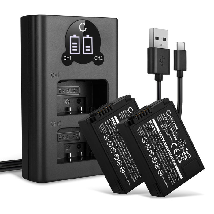 2x Nikon Z 50 Akku + Dual Ladegerät 1280mAh Ersatzakku Batterie von CELLONIC