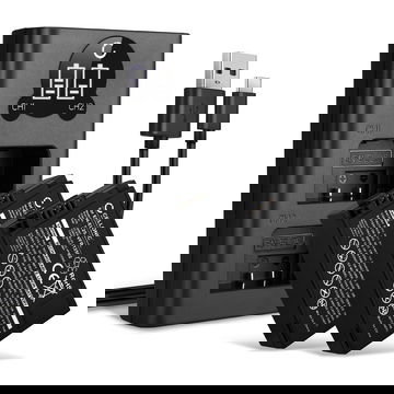 2x Batteria EN-EL25, VFB12502 per fotocamera Nikon Z fc / Z 50 / Z 30 Affidabile ricambio da 1280mAh, marca CELLONIC + Caricabatterie Doppio