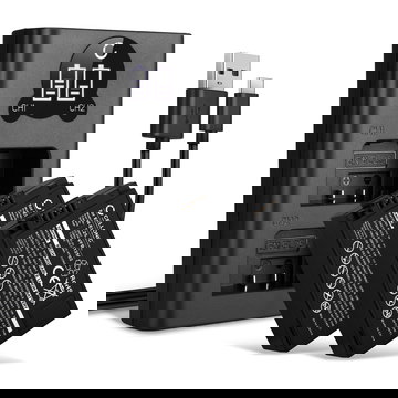 2x Batterie EN-EL25, VFB12502 1280mAh + Chargeur Double MH-32 pour Nikon Z fc / Z 50 / Z 30