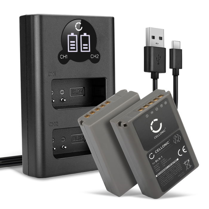 2x Olympus BCN-1 Batterie + Chargeur Double 1140mAh de CELLONIC
