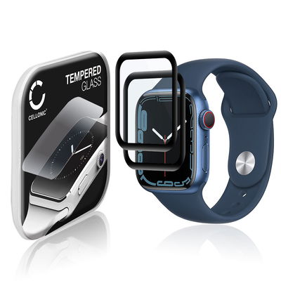 2x Vetrino protettivo 9H CELLONIC per Apple Watch 8 / 7 - 41mm, (3D Full Cover Screen protector 0,33mm per smartwacht, braccialetto fitness Full Glue), colore Trasparente, pellicola salva-schermo di orologio smartwatch