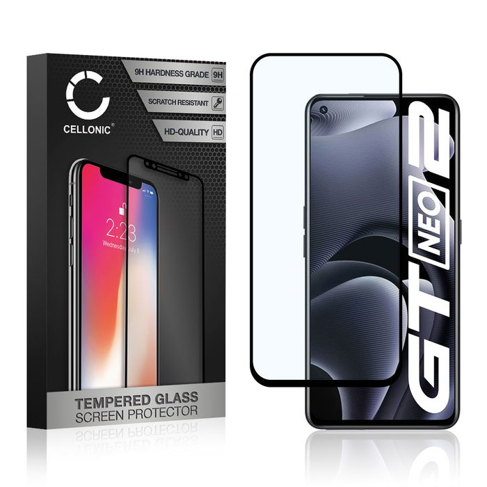 Vetro temperato CELLONIC per Realme GT Neo 2, screen protector (3D Case-friendly 9H 0,33mm Full Glue) nero Pellicola salva schermo per telefono cellulare smartphone