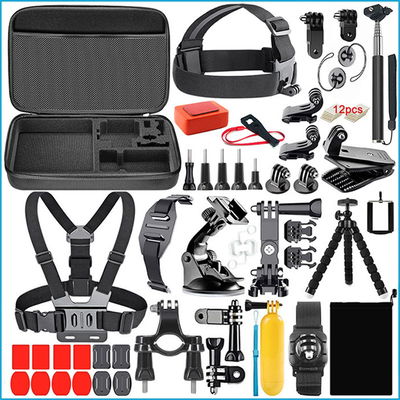 Kit d'accessoires de 26 pièces pour GoPro Hero 1-5, Rollei – Supports pour caméras d'action, trépieds, ventouses, harnais de poitrine et tête, supports de guidon, perches à selfie et plus