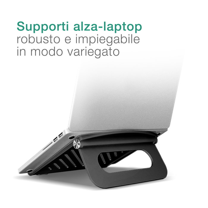 SOUNDANCE Supporto regolabile per scrivania, supporto per computer, supporto ergonomico per laptop, compatibile con computer da 10 a 17,3 pollici (nero